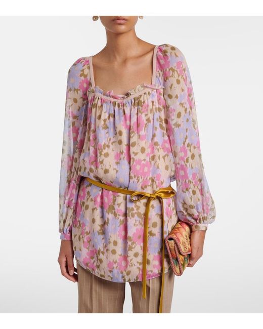 Valentino Pink Floral Silk Georgette Blouse