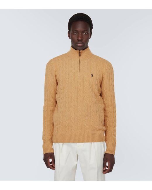 Polo Ralph Lauren Natural Cable-knit Wool And Cashmere Half-zip Sweater for men