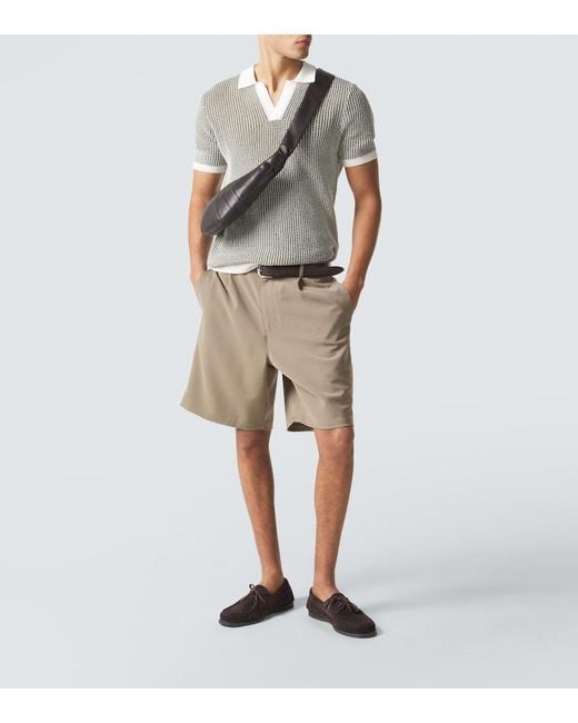 Orlebar Brown Gray Horton Crochet Cotton Polo Sweater for men
