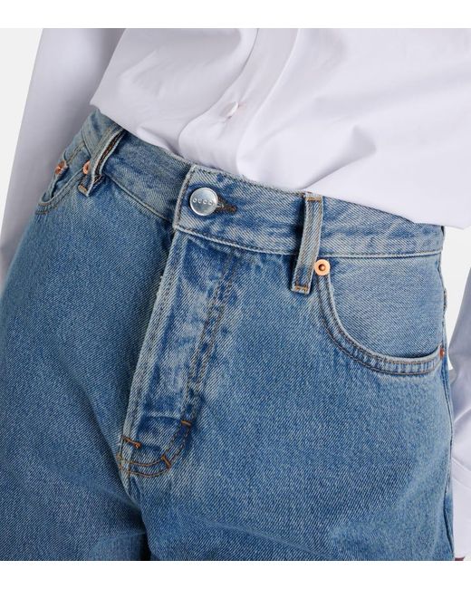 Jeans a gamba larga e vita bassa di Gucci in Blue