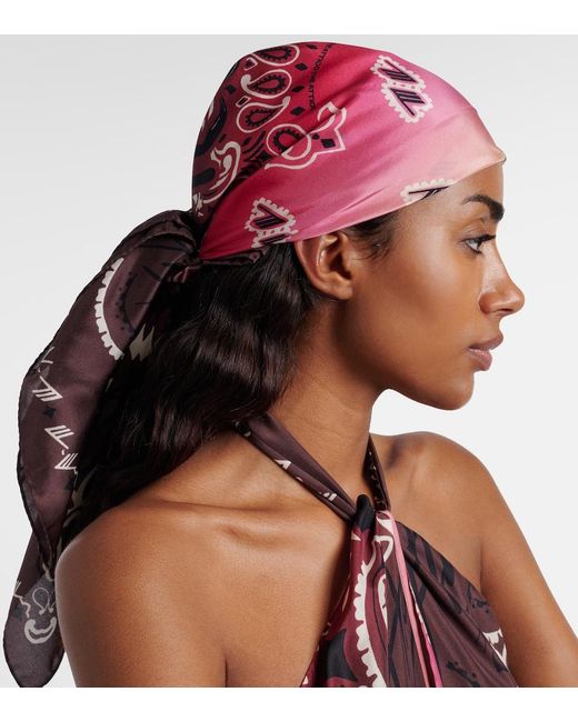 The Attico Red Printed Silk Scarf