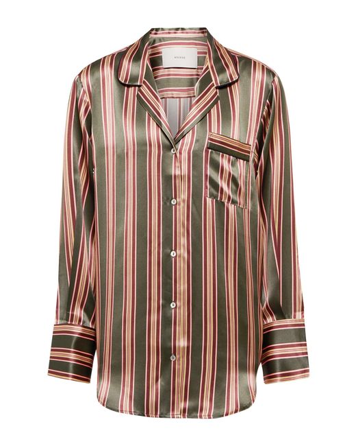 Asceno Brown Paris Striped Silk Pajama Shirt