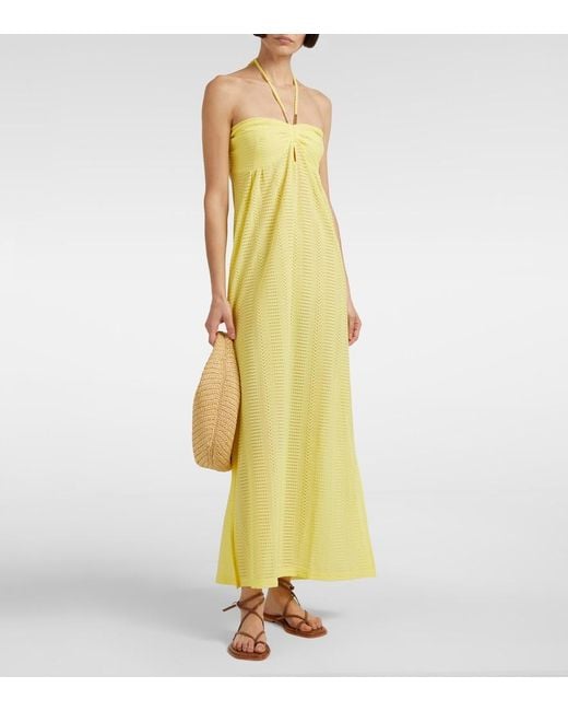Melissa Odabash Yellow Mila Semi-Sheer Halterneck Maxi Dress
