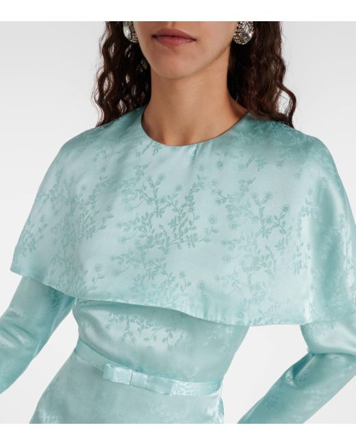 Markarian Blue Hadley Floral Silk-blend Jacquard Midi Dress