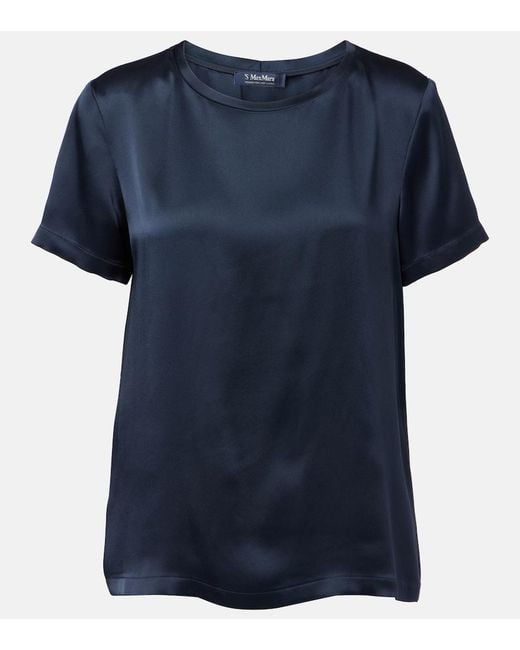Max Mara Blue Rebecca Satin T-Shirt