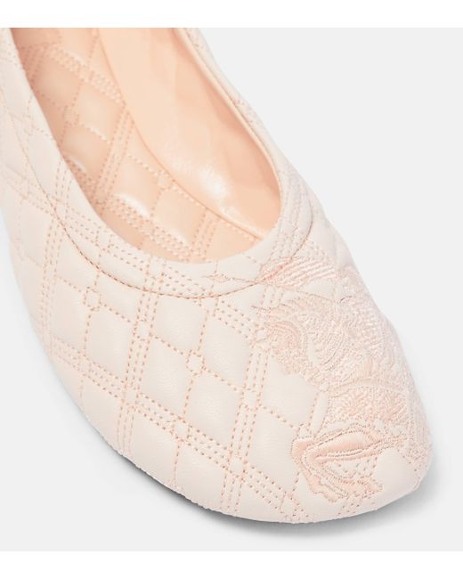 Burberry Pink Ekd Quilted Leather Ballet Flats