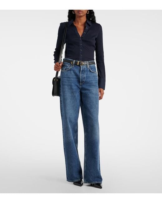 Veronica Beard Blue Top Scottie Aus Einem Baumwollgemisch