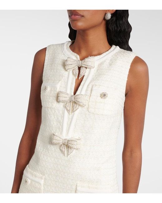 Self-Portrait Natural Bow-Detail Boucle Minidress