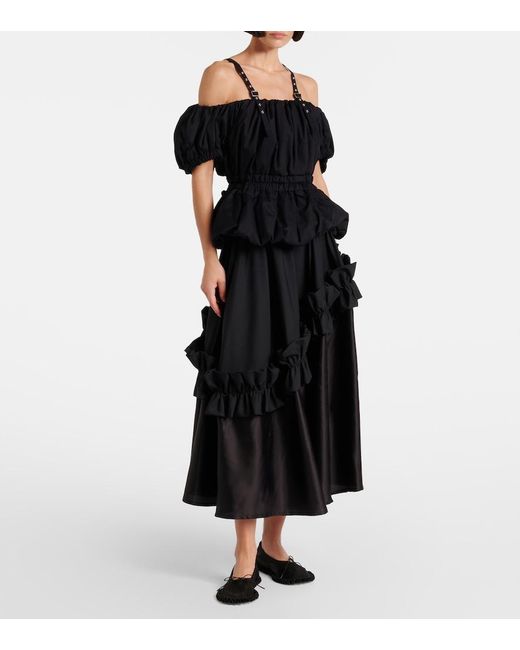 Noir Kei Ninomiya Black Peplum Cotton Poplin Top