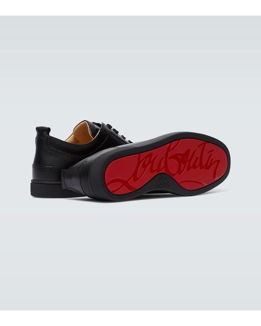 Christian Louboutin Black Louis Junior Spikes Leather Sneaker for men