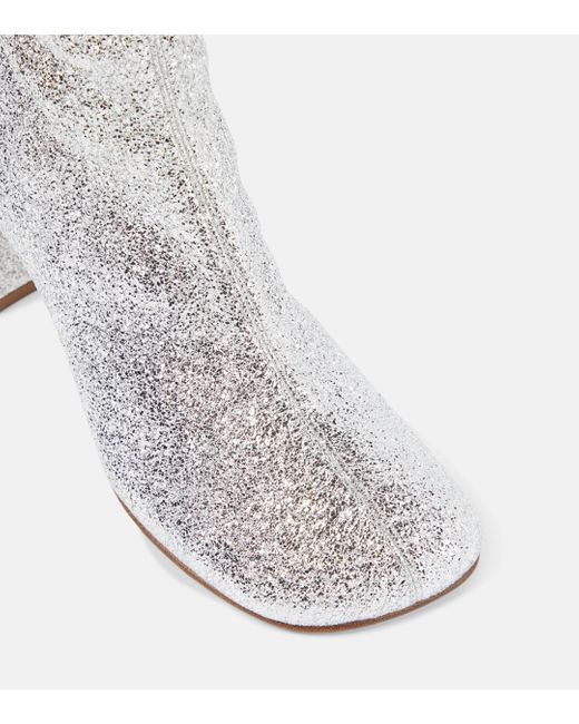 Dries Van Noten White Glitter Ankle Boots