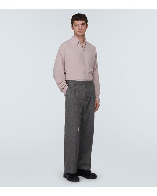Winnie New York Gray Wool And Mohair Straight Pants for men