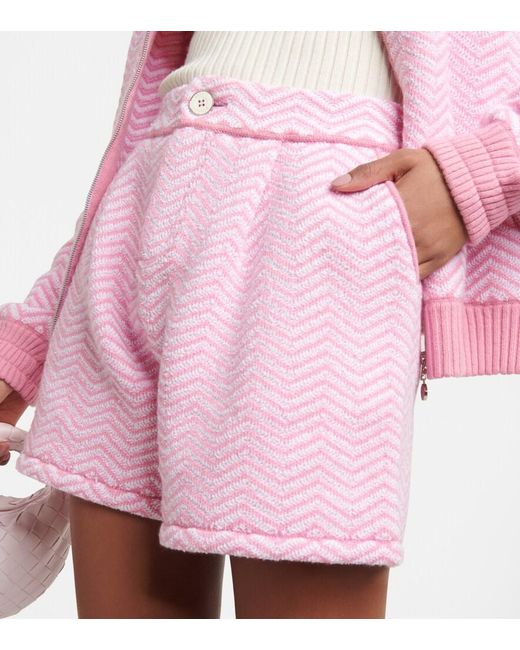 Barrie Pink Cashmere And Cotton-blend Boucle Shorts