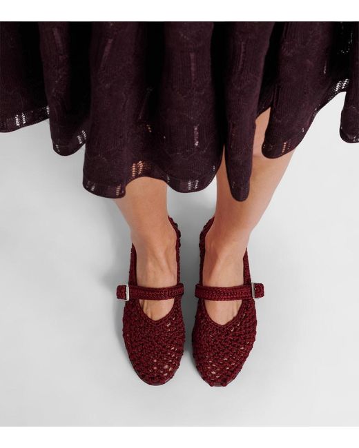 Alaïa Red Satin Cord Mary Jane Flats