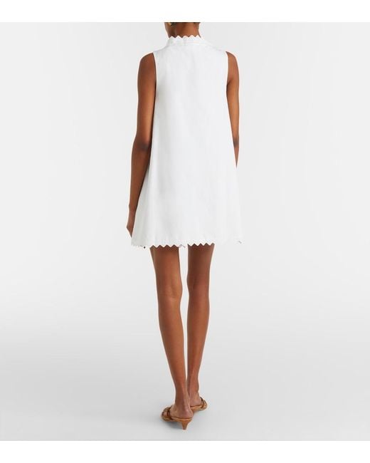 FRAME White Scalloped Cotton Poplin Shirt Dress
