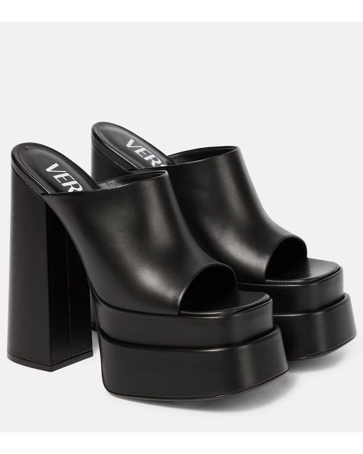 Versace Black Leather Platform Sandals
