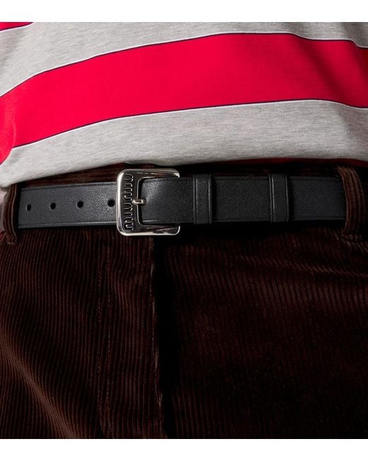 Miu Miu Black Logo Leather Belt for men