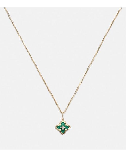 Sydney Evan White Mini Moroccan 14kt Gold Necklace With Enamel And Diamond