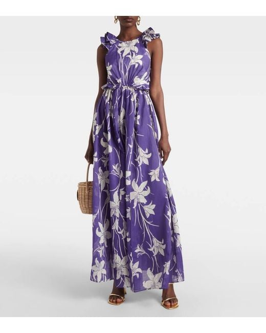 Vestido Largo Acadian De Algodon Floral Zimmermann de color Purple