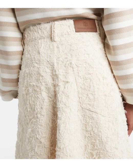 Brunello Cucinelli White Denim Midi Skirt