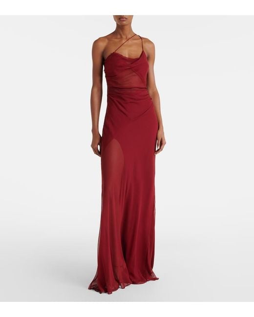 The Sei Red Sheer Silk Chiffon Gown