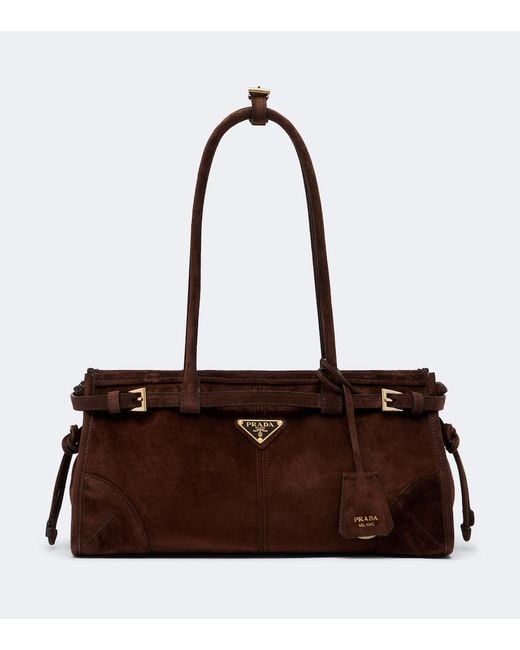 Prada Brown Bonnie Mini Suede Top-Handle Bag