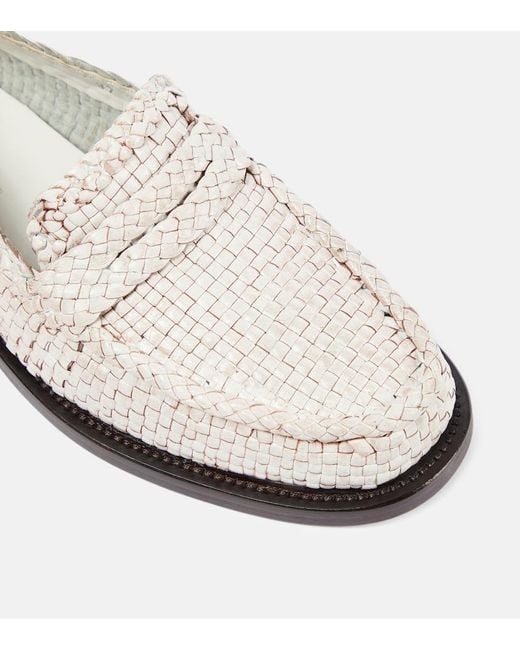 Marni White Woven Leather Loafers