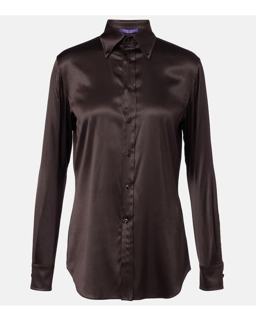 Ralph Lauren Black Cameron Silk-Blend Charmeuse Shirt