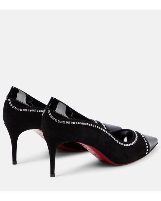 Christian Louboutin Black Duvette Strass 70 Patent Leather Pumps