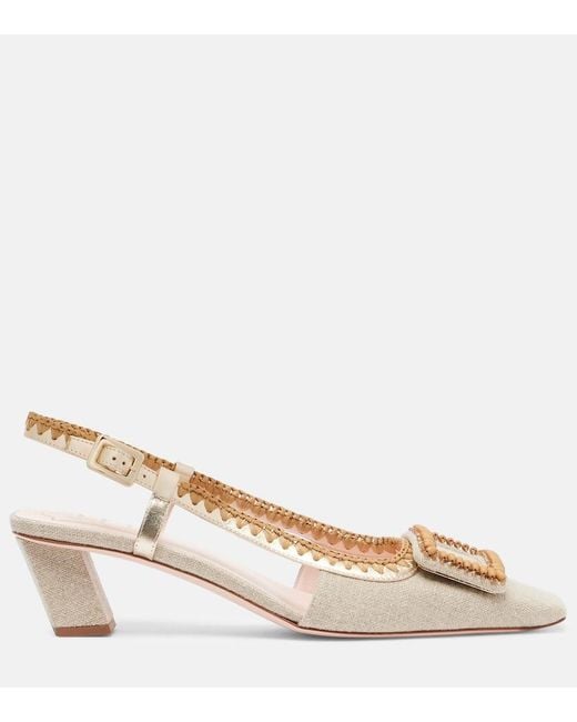 Roger Vivier Natural Belle Vivier Embellished Slingback Pumps