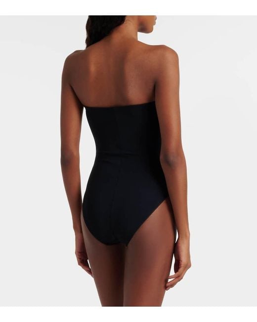 Costume Intero Basics Senza Spalline Con Ruches di Karla Colletto in Blue