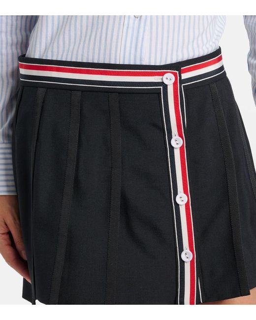 Mini-Jupe Asymetrique En Laine Melangee Thom Browne en coloris Black