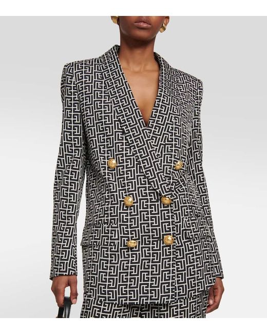 Balmain Black Double-breasted Monogram Jacket