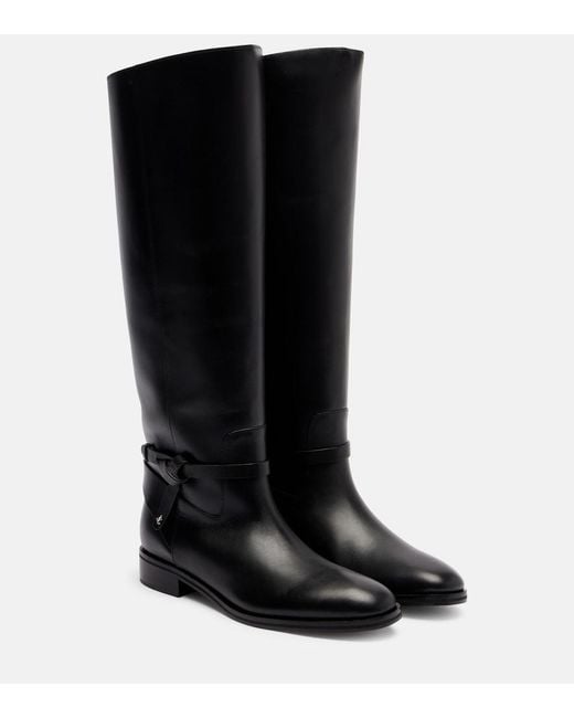 Jimmy Choo Black Lawton Leather Knee-High Boots