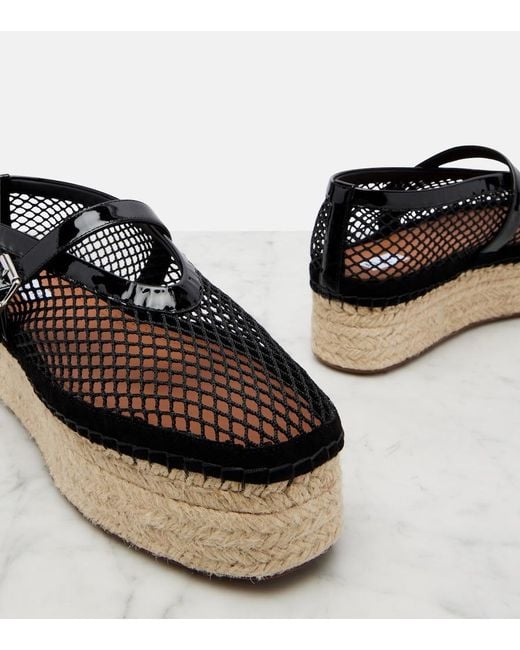 Alaïa Black Leather-Trimmed Fishnet Espadrilles