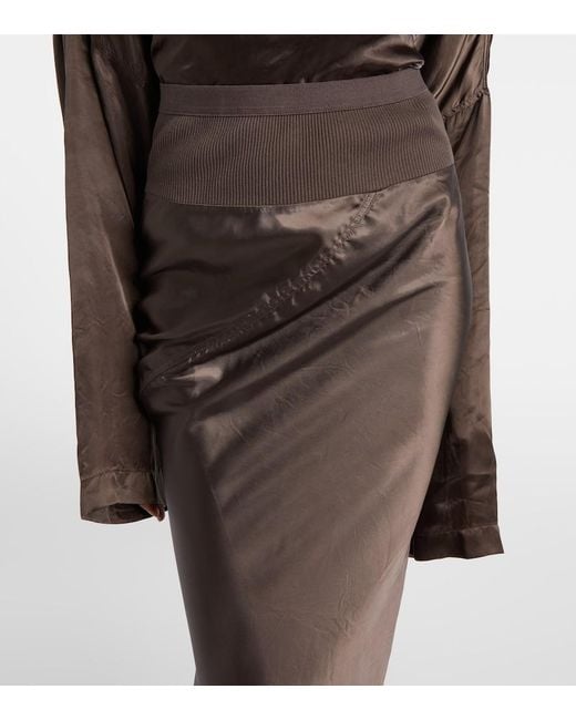 Rick Owens Brown Satin Maxi Skirt