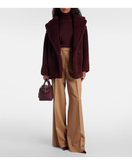 Max Mara Red Olga Apaca, Wool And Silk Peacoat