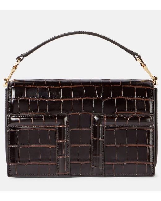 Totême  Black Tote T-Flap Mini Aus Leder
