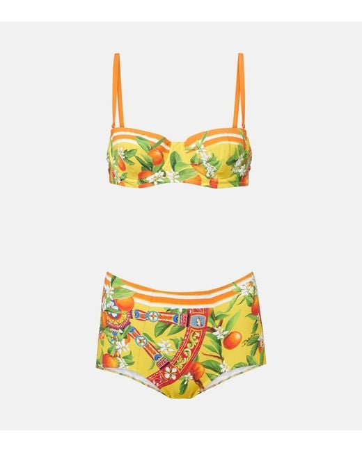 Dolce & Gabbana Yellow Printed Bikini