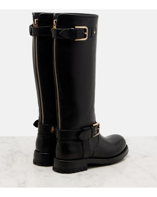 Dolce & Gabbana Black Leather Biker Boots