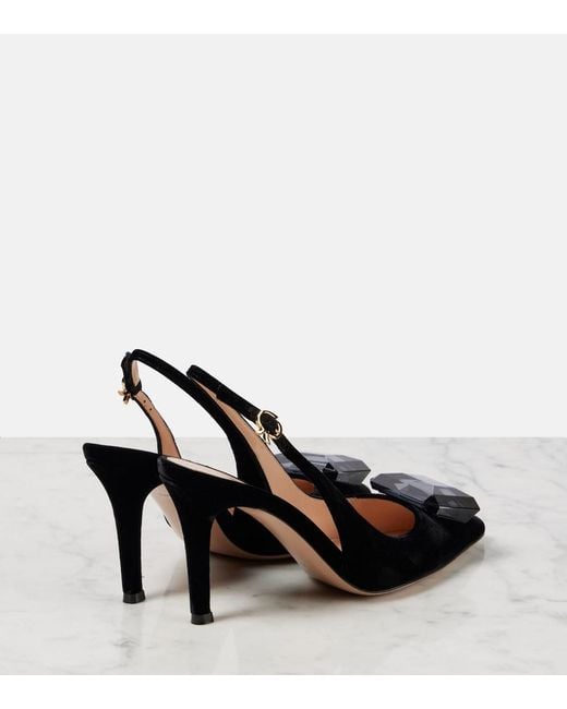 Gianvito Rossi Black Jaipur 85 Velvet Slingback Pumps