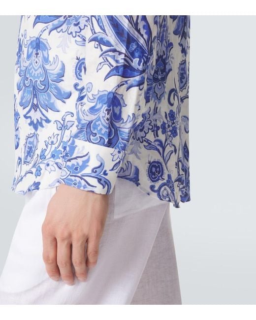 Etro Blue Roma Paisley Linen Shirt for men