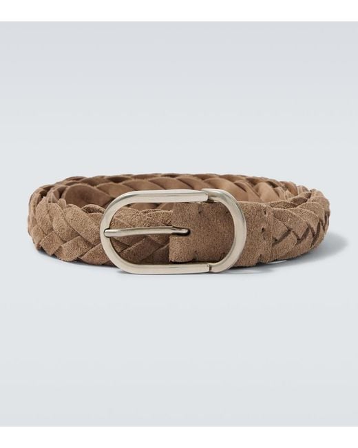 Brunello Cucinelli Brown Braided Suede Belt for men