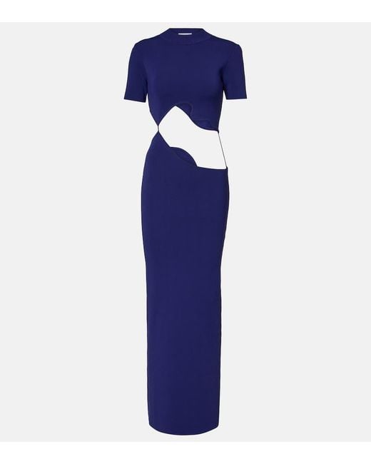 Abito Lungo Lattice Separation Con Cut-Out di Christopher Esber in Blue