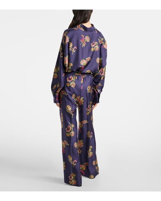 Etro Blue Silk Palazzo Pants