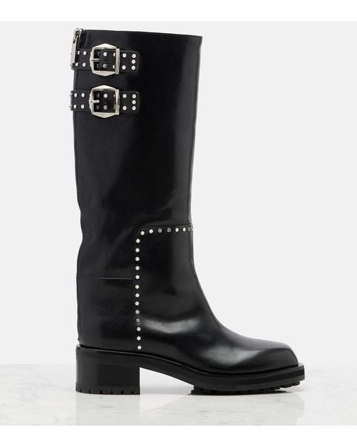 Jimmy Choo Black Brooklyn Leather Biker Boots