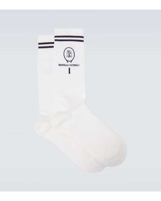 Brunello Cucinelli Socken aus einem Baumwollgemisch in White für Herren