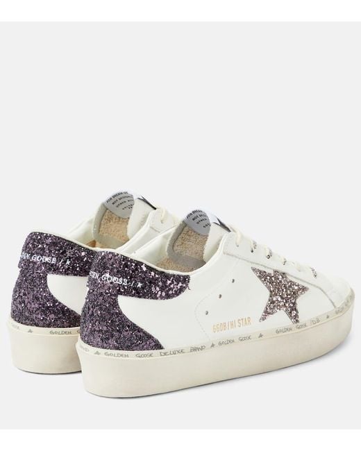 Sneakers Hi Star in pelle con glitter di Golden Goose Deluxe Brand in White