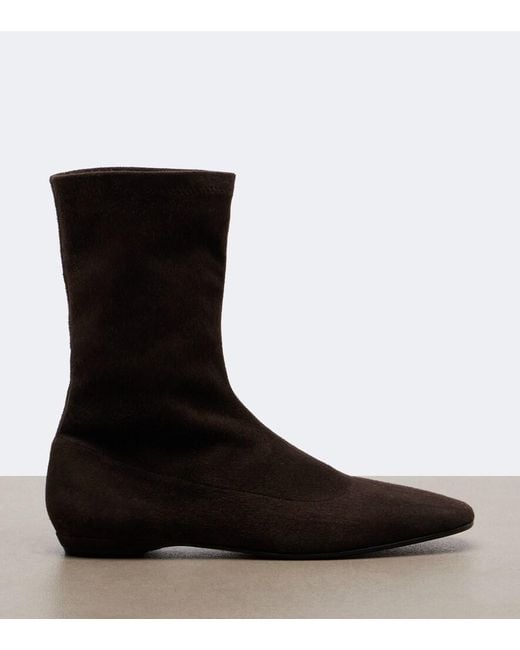 The Row Brown Cindy Suede Ankle Boots