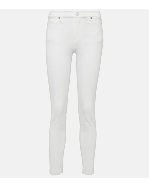 Jeans skinny cropped de tiro alto 7 For All Mankind de color White